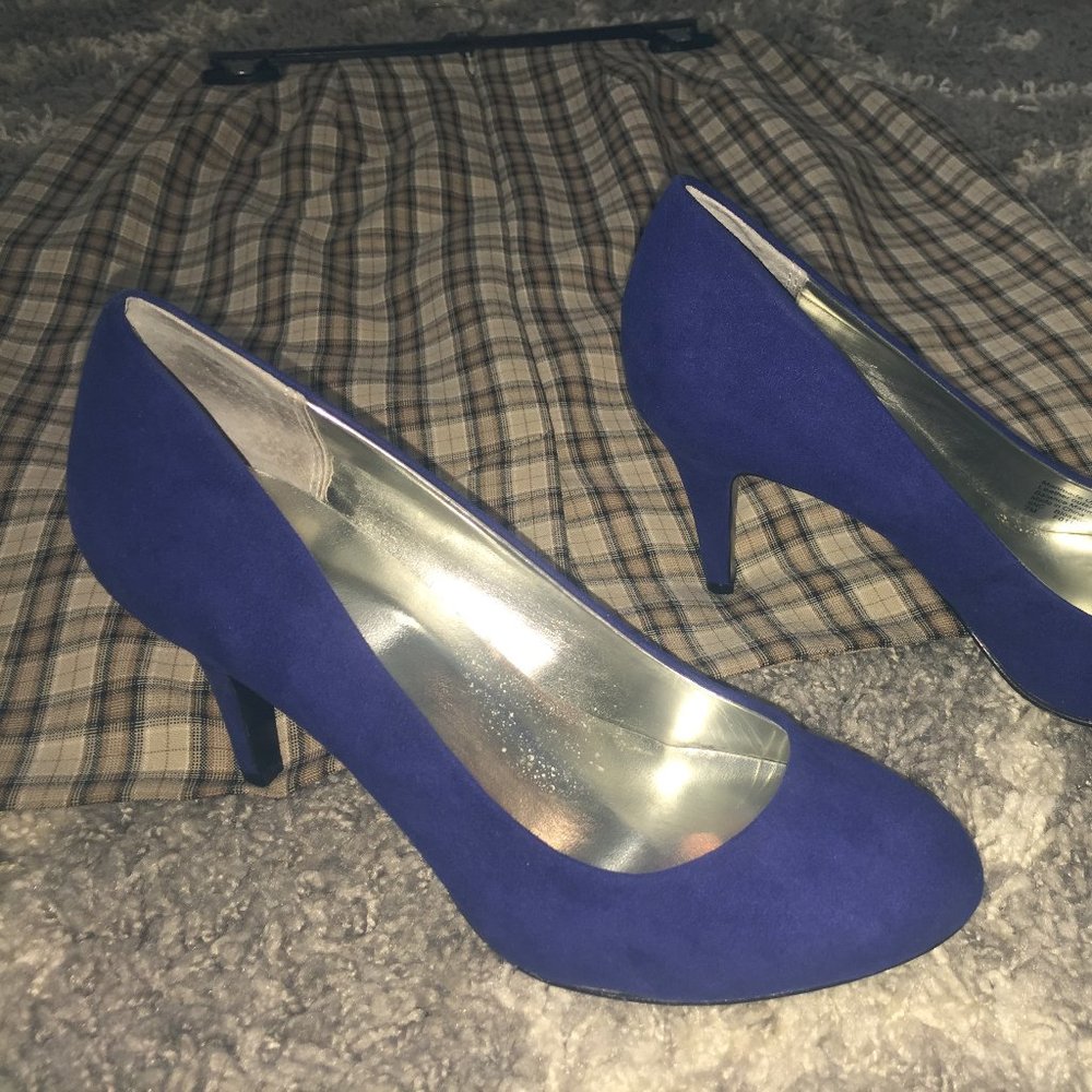 Blue Suede Pumps, Size 7.5